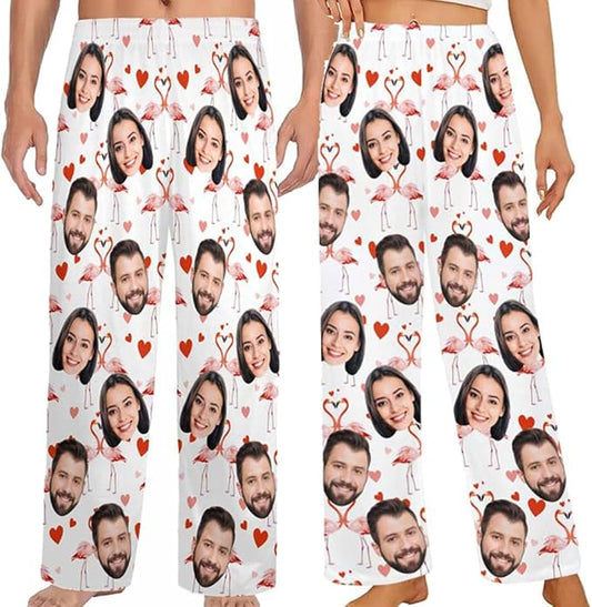 Custom Pajamas Pants with Photo for Men Women:Made in USA Personalized Pajama Trousers,Gifts for Wife Husband