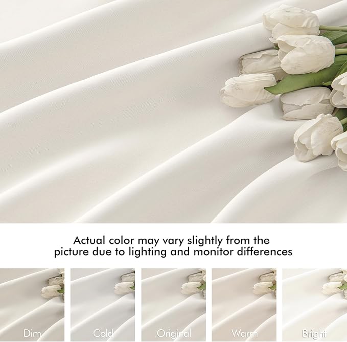 MIULEE Ivory Back Tab Blackout Curtains 90 Inches Long 2 Panels Set