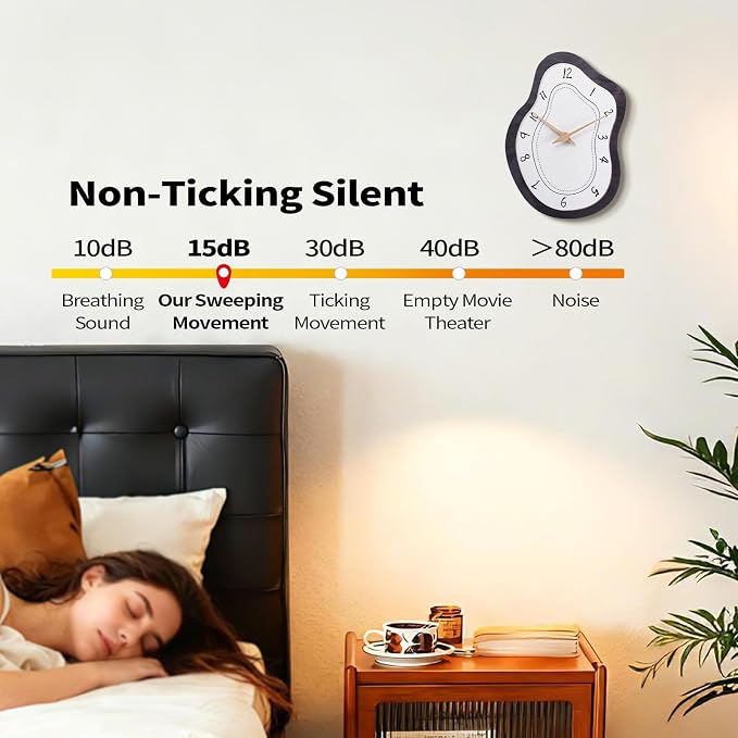 Mid Century Retro Irregular Shape Wall Clock, Silent Non-Ticking Battery