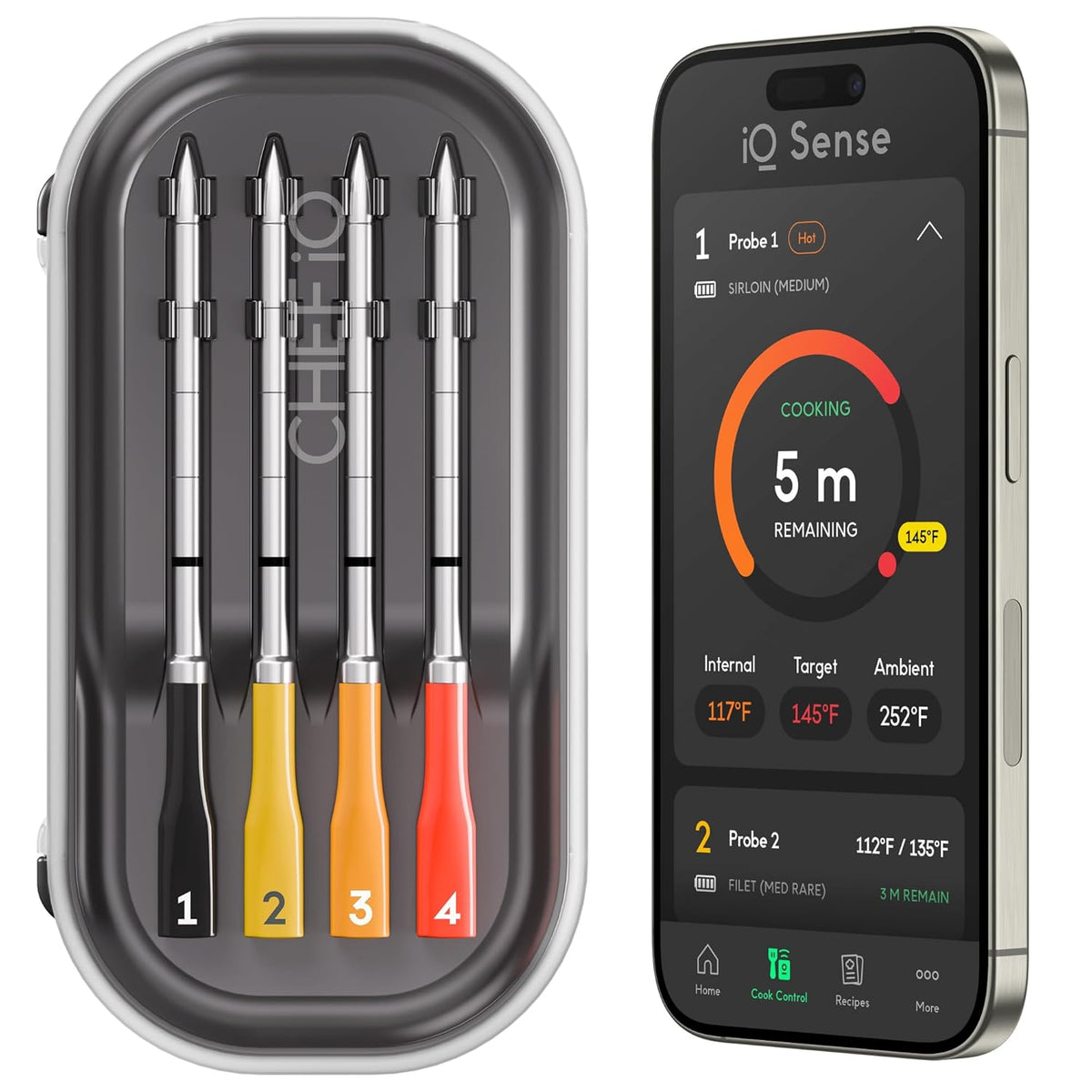 CHEF iQ Sense [2025 Model] | Smart Wireless Meat Thermometer | Ultra-Thin Probe | WiFi Unlimited Range | 1000°F Heat Safe | 5 Sensors | BBQ, Grill, Oven, Smoker, Air Fryer | Gen3