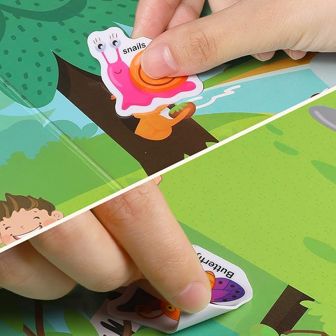 Jelly Reusable Sticker Books, Portable Travel Toys Sticker Activity Book for Kids 3+ Year Old Girls Boys, Animal Insect Sea Ocean Space