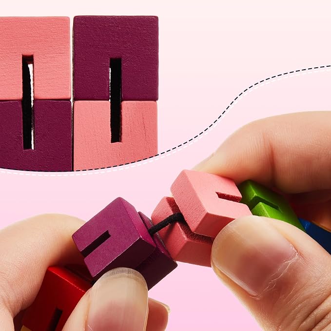 Sumind 6 Pcs Wooden Fidget Cubes Toy Twist Block Puzzle Sensory Toys for Teens Adults, Colorful Sensory Snake Brain Teaser Party Favors Pocket Stress Relief Gift for Classroom Prize Stocking Stuffers