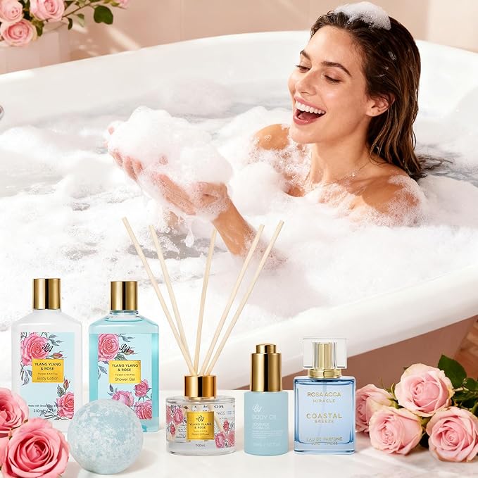 Christmas Gifts for Women, 35 Pcs Bath & Body Gift Basket, Face Skin Care Kit, Spa Gift Set, Self-Care Relaxation Gift, Home Spa, Necklace, Bath Bomb, Birthday, Valentines, Mother Day, Anniversary