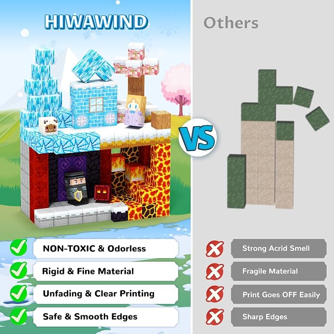 Magnetic Blocks , Building Toys for Boys & Girls, Birthday Gifts For Kids | Ice Princess Castle & Lava Realm Fantasy World Building Toys, STEM Montessori Toys for 3 4 5 6 7 8 Year