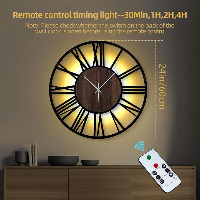 LEIKE 24'' Lighted Wall Clock