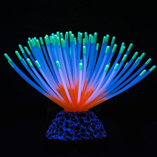 Uniclife Aquarium Imitative Green Sea Urchin Ball Artificial Silicone Ornament with Glowing Effect for Fish Tank Landscape Decoration