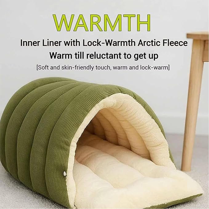 Expectation Cat Bed, Removable and Washable Winter Closed-Off Cat Bed, Soft Fluffy Warm Autumn/Winter Cats House, Washable Non-Slip Pet Sleeping Bag for Indoor Cats Small Dogs (E,Large)