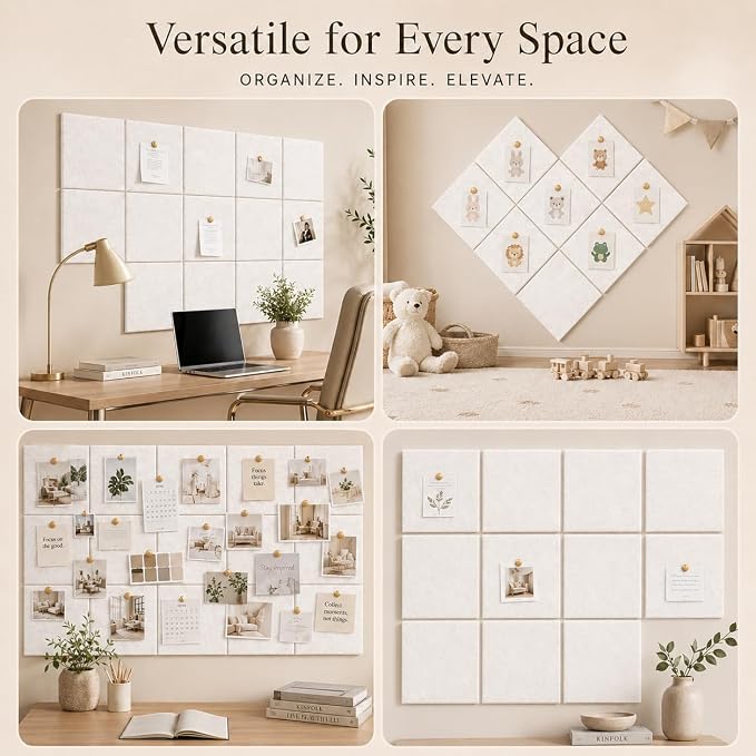 Large Cork Boards for Walls – 36" x 24" Self Adhesive Felt Wall Tiles