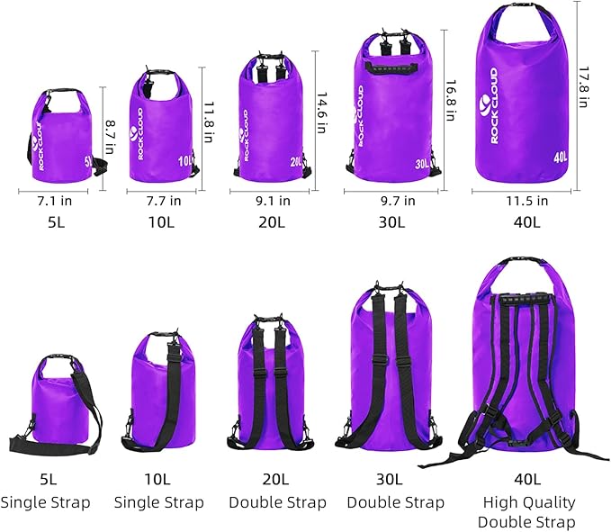 ROCK CLOUD Dry Bag Waterproof 20L Dry Sack for Kayaking Rafting Boating Beach Surfing Swimming Canoe Camping Hiking Fishing Ski
