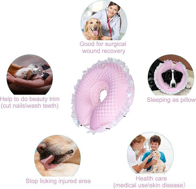 CuteBone Inflatable Dog Cone Alternative for Large Dogs After Surgery-Double Adjustable Neck Range P23SO00101XL