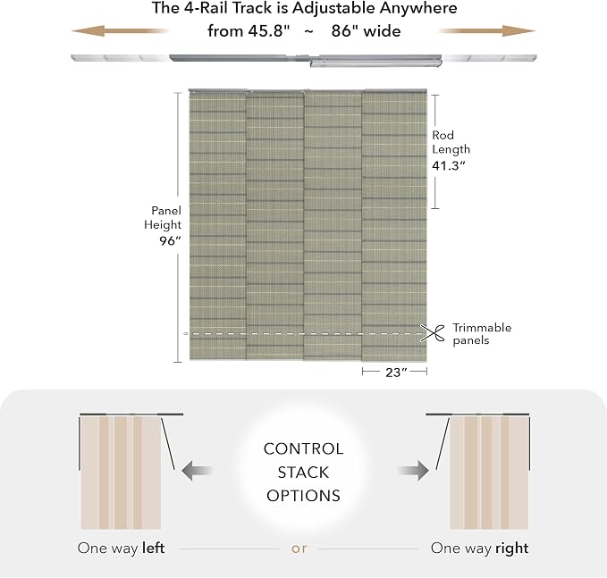 GoDear Design Adjustable Sliding Panel Track Blinds