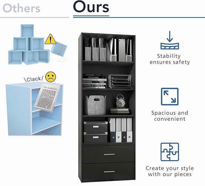 Homes: Inside + Out Apexa 3-Tier Cube Storage Organizer Shelves, Stackable Wood Bookcase Fits Cubby Bins for Organization, Dorm Teen Room Decor & Home Office, Light Blue