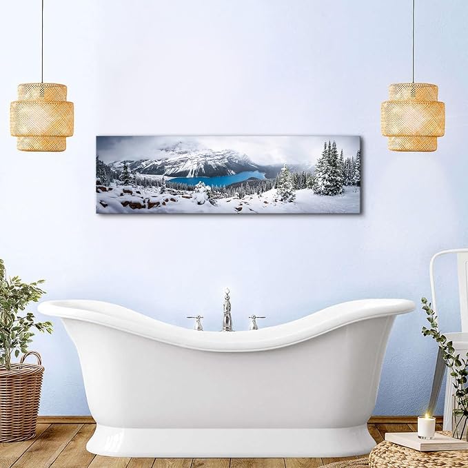 Snow Mountain Canvas Wall Art White Clouds Misty Forest Landscape Prints