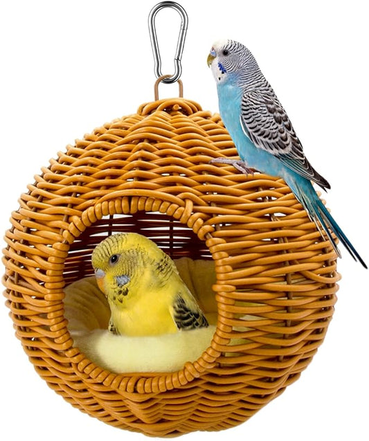 Chewproof Steel Frame Bird Nest for Cage for Gentle Sway with Cushion, Washable Small Bird Bed Hammock Hideout Lay Eggs Parakeet Nest Sleep, Parakeet Warm Bed House for Lovebird, Budgie, Finch