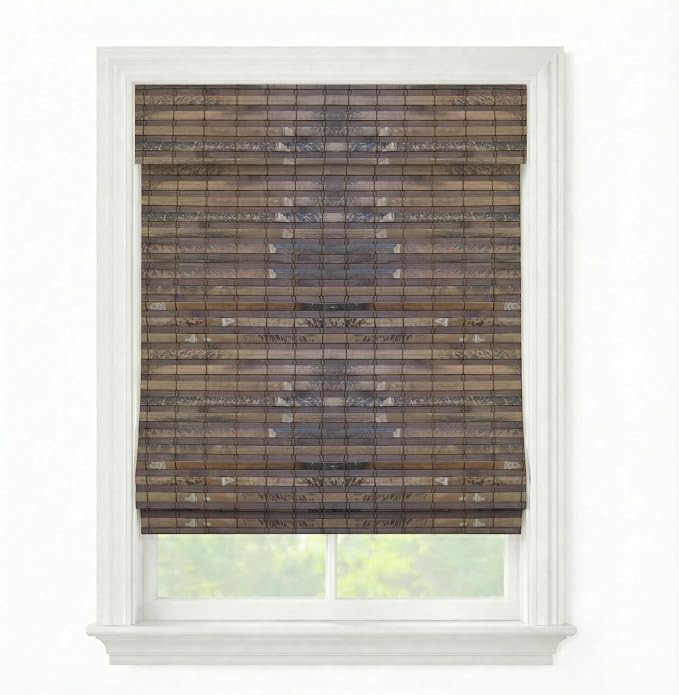 Cordless Woven Wood Roman Shades, 47W x 36H, Hatteras Cocoa, Sizes 20-72 Wide