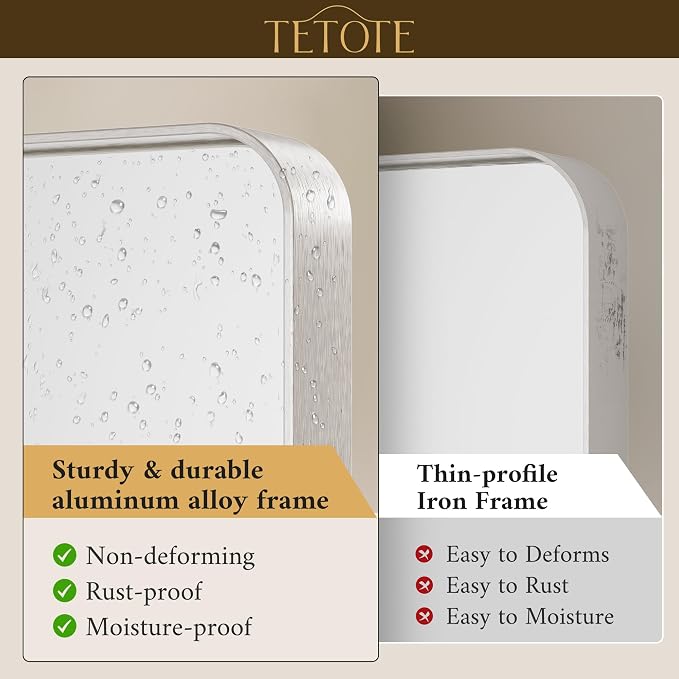 TETOTE Brushed Nickel Mirror 36 x 36 Inch