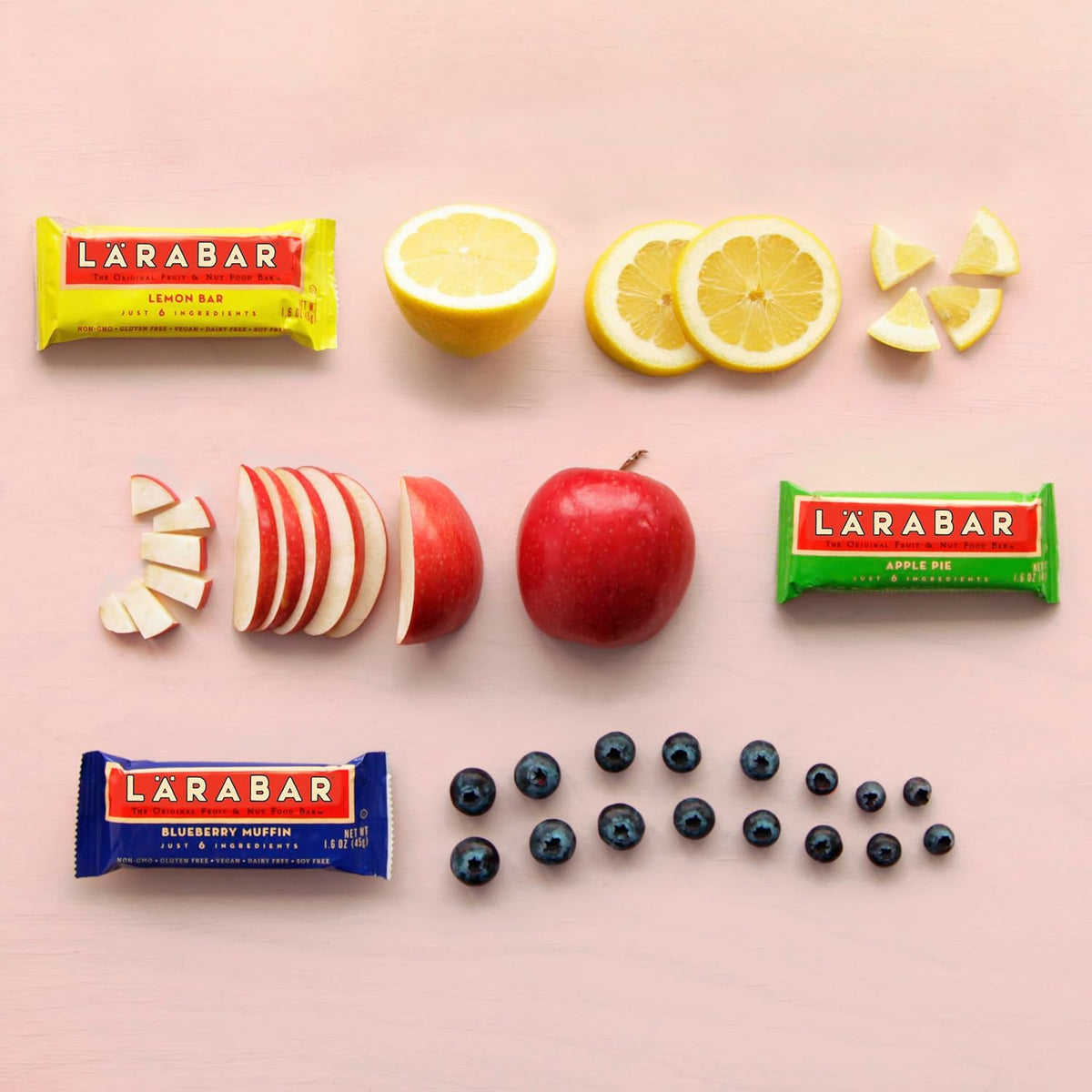 larabar fruit & nut bars 18 count variety pack, blueberry muffin lemon apple pie, vegan gluten free dairy free
