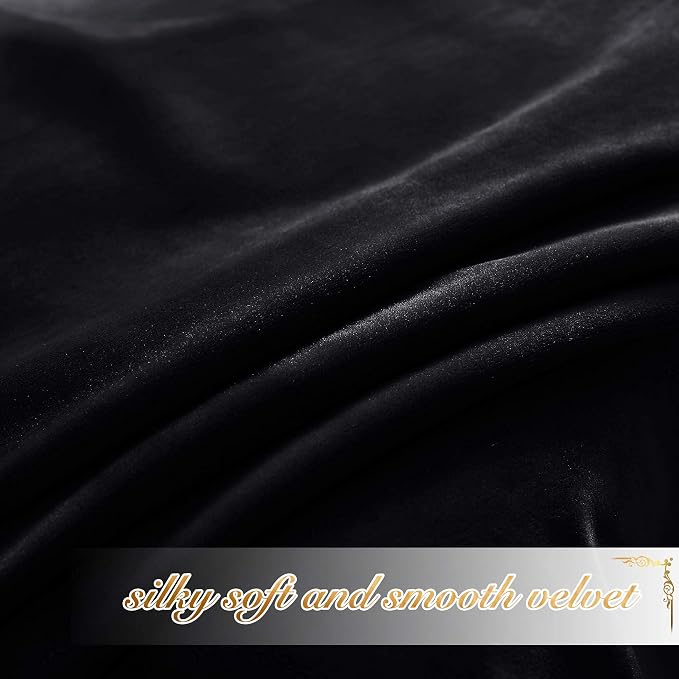 NICETOWN Black Out Velvet Curtains 63 inches Long, Solid Heavy Matt