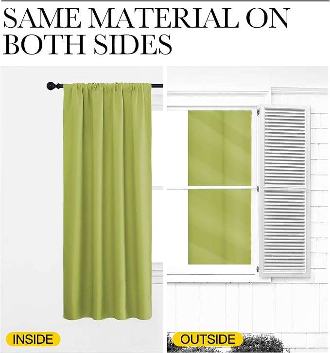 NICETOWN Blackout Curtains for Bedroom, Fresh Green, 1 Pair, 70 by 63-inch