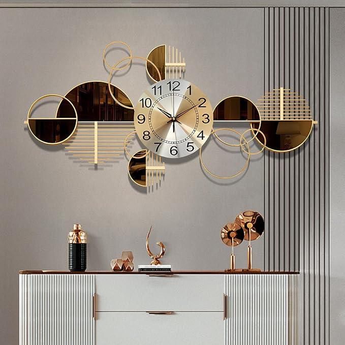 Metal Wall Clock Decorative 3D Metal Wall Art Clock