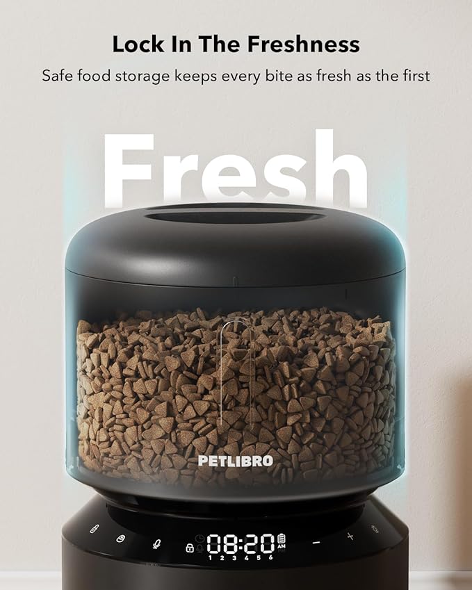 PETLIBRO Automatic Cat Feeder – 3L Programmable Pet Food Dispenser with Airtight Storage, Timed Portion Control, Voice Meal Call & Dual Power Supply, Clog-Free Healthy Feeding for Cats & Small Dogs