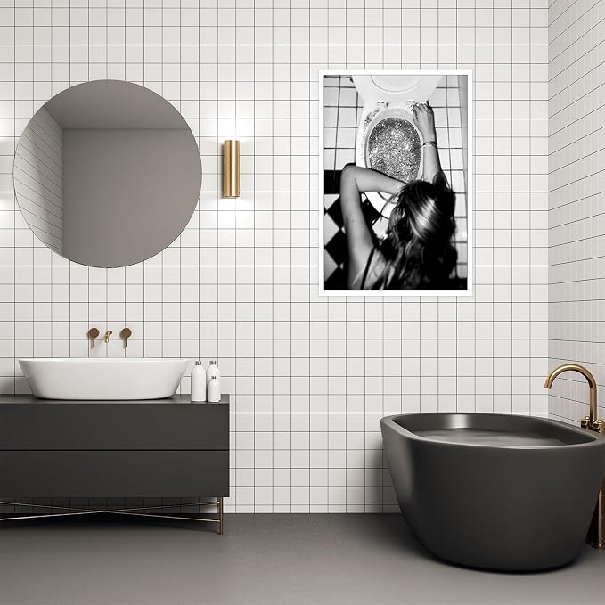 Liyark Funny Bathroom Wall Art Black and White posters Bar Disco Party prints