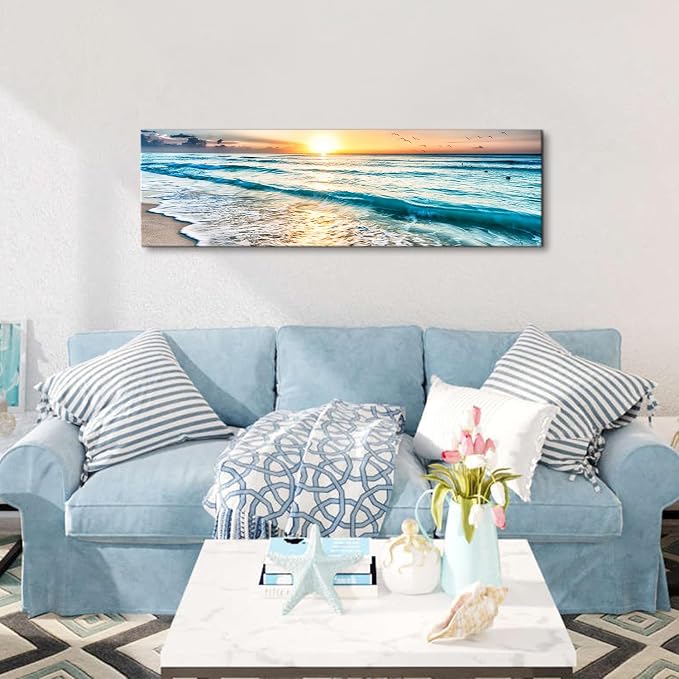 Sunrise Ocean Beach Canvas Wall Art Coastal Room Decor Nature Pictures