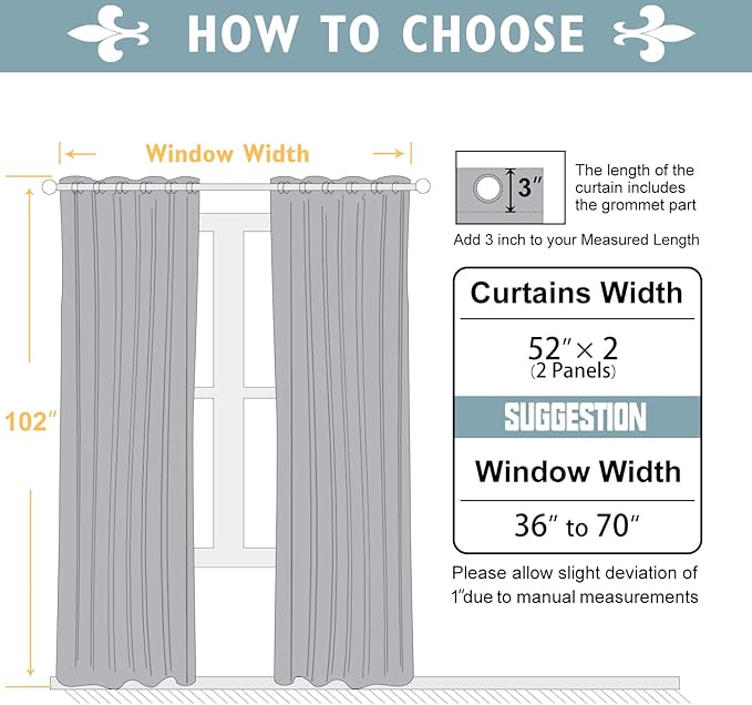 ChrisDowa Blackout Curtains 102 Inches Long 2 Panels Set