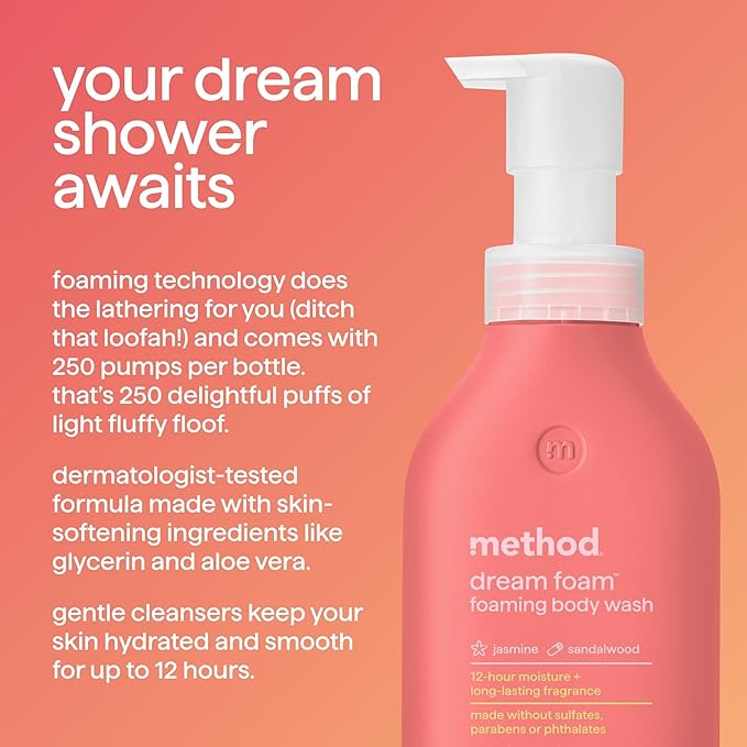 Method Dream Foam, Foaming Body Wash, Jasmine + Sandalwood, 13.5 oz