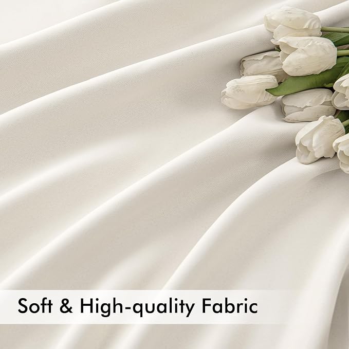 MIULEE Ivory Back Tab Blackout Curtains 90 Inches Long 2 Panels Set