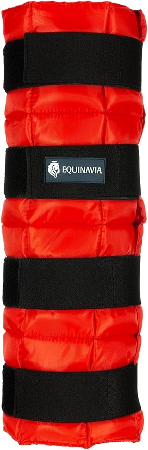 Equinavia Cool Relief Therapy Ice Boots Leg Wraps for Horses, Gel Pack with Adjustable Straps | 16.5" x 15.5" Single - Red - Single - One Size