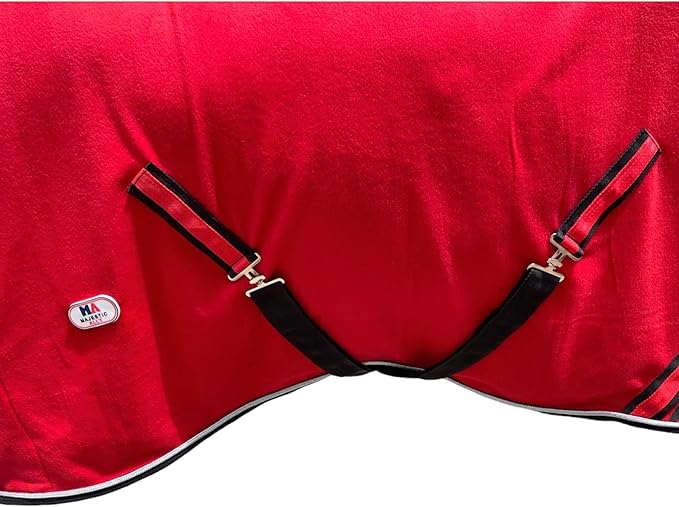 Majestic Ally Anti Pill Fleece Horse Blanket/Sheet with Silver Braided Rope (Red, 82)
