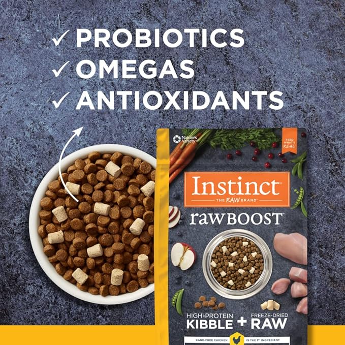 Instinct Raw Boost, Natural Dry Dog Food with Freeze Dried Pieces, High Protein, Grain Free Recipe - Real Chicken, 10 lb. Bag