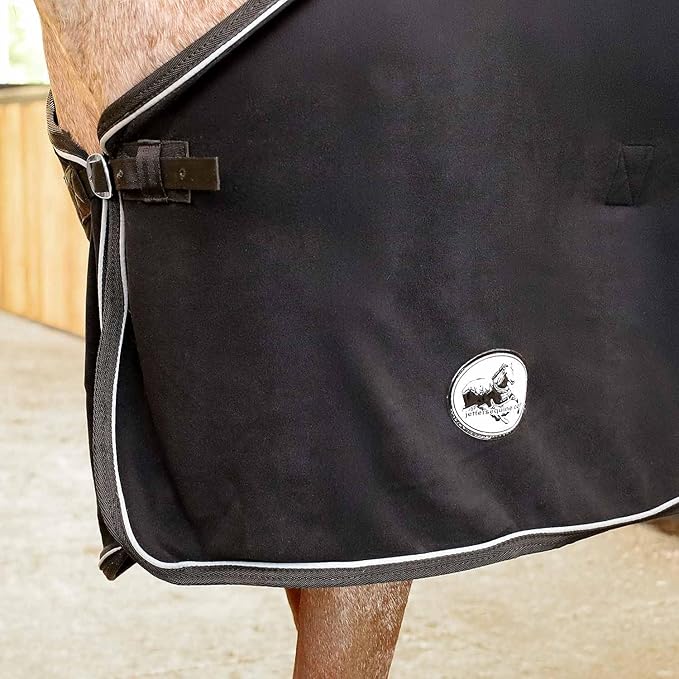 Jeffers Equine Elite Fleece Horse Cooler Blanket, 81 Inch – Soft, Adjustable Fit, Lightweight, Easy Care, Moisture Wicking Cooling Sheet with Surcingle for Post Exercise, Travel for Horses – Black