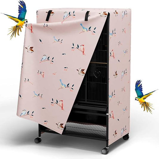 Tchvt Nighttime Bird Cage Covers with Zipper Panel Blackout Birdcage for Winter Universal Breathable Large Good Night Enclosure for Bird (Bird Designs, 19x19x40 inch)