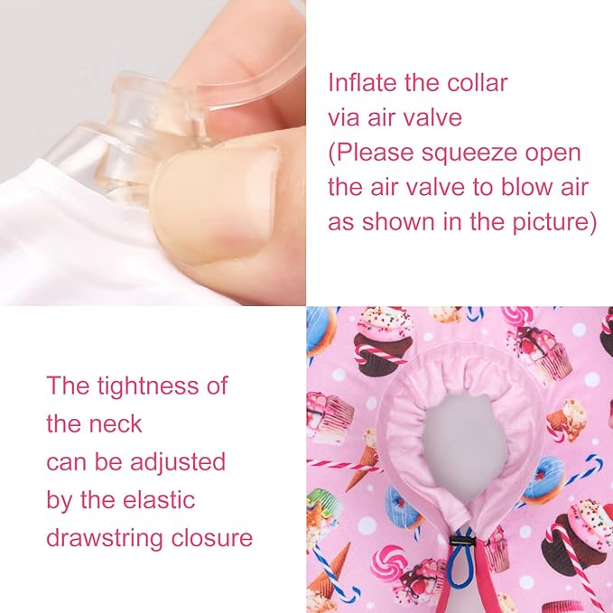 CuteBone Inflatable Dog Collar Alternative for Small/Medium Dogs After Surgery-Double Adjustable Neck Range P23SO00102M