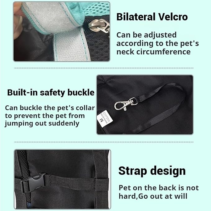 Portable Pet Carrier Backpack, Adjustable Pet Front Cat Dog Carrier Backpack Travel Bag for Small Medium Dogs Cats Puppies, Cat Backpack Carrier for Hiking Cycling (M, L)