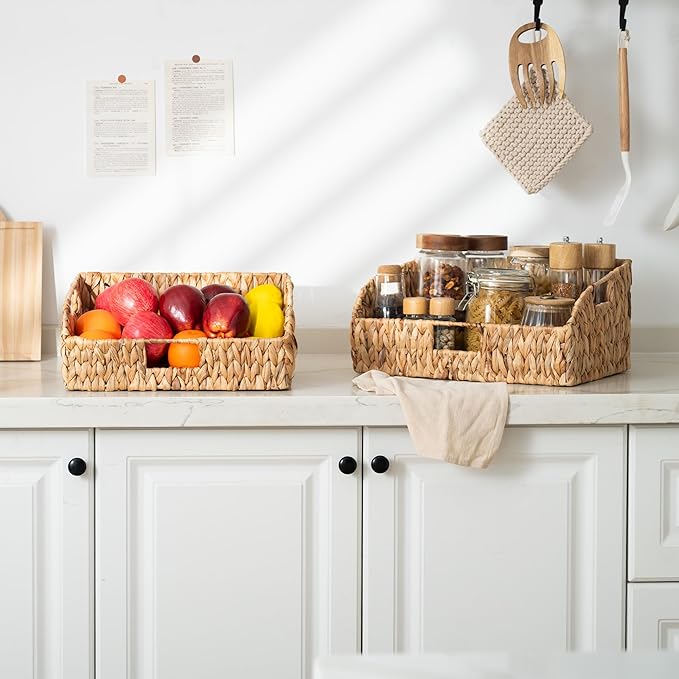 Water Hyacinth Pantry Baskets, Set of 2 (Large & Medium)