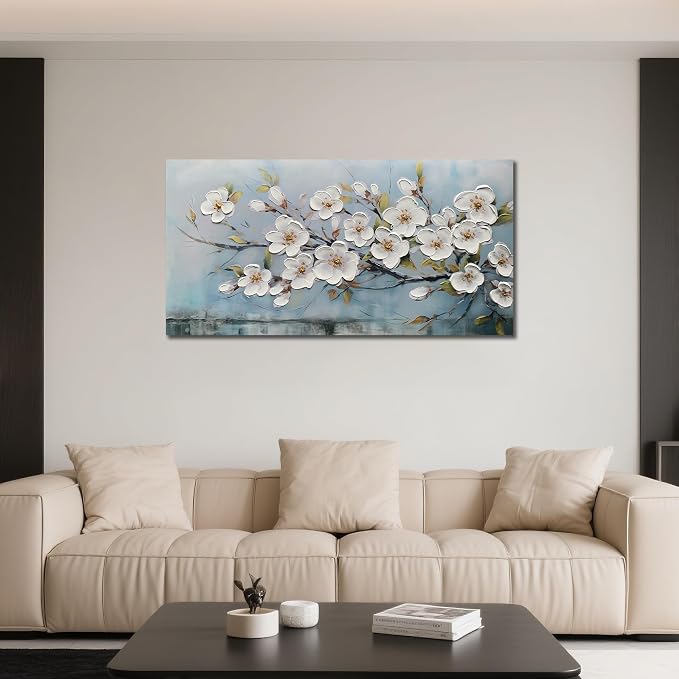 Anolyfi White Textured Flowers Wall Art