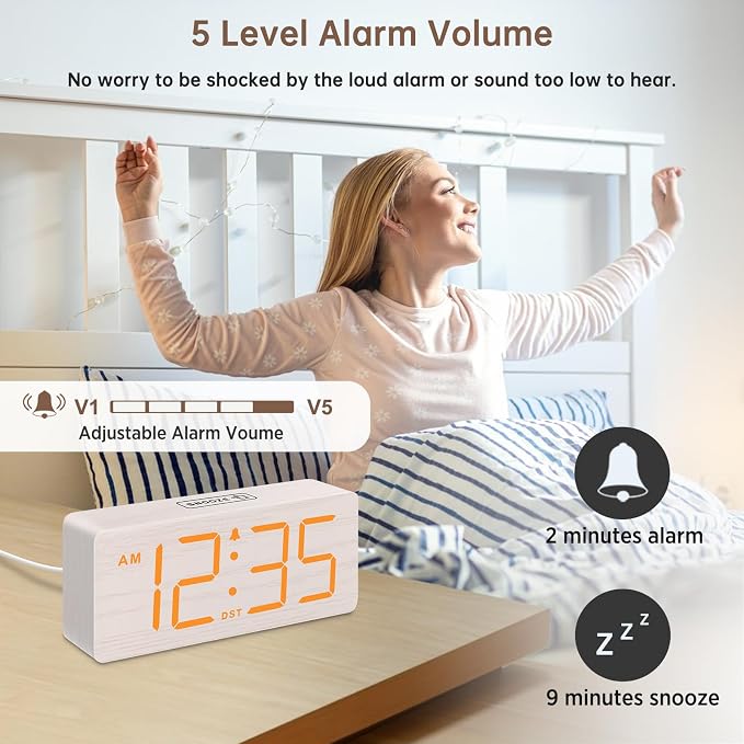 DreamSky Wooden Digital Alarm Clock