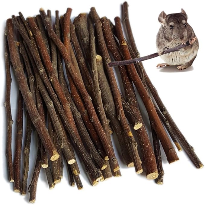 sharllen 400g (14.10oz) Natural Apple Sticks Wood Tree Branches Pet Snacks Chew Toys for Rabbit Hamsters Guinea Pig Chinchillas Squirrel and Other Small Animals by