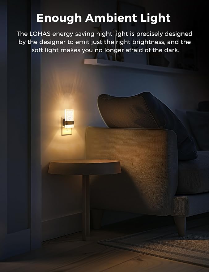 L LOHAS LED Night Lights Plug Into Wall, 2 Pack Plug in Night Light LED