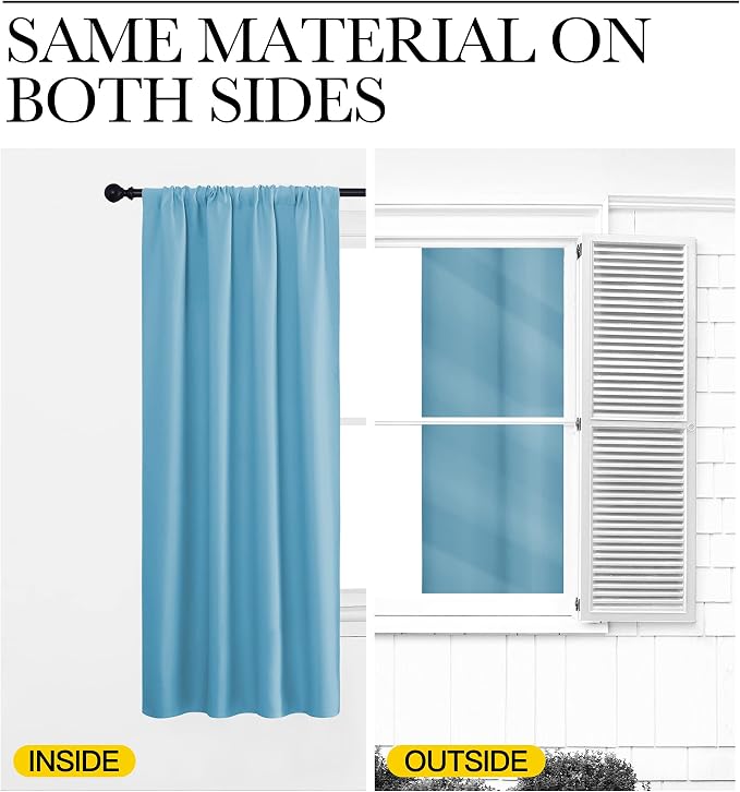 NICETOWN 2 Panels Blackout Curtains, Rod Pocket Window Curtains Room Darkning