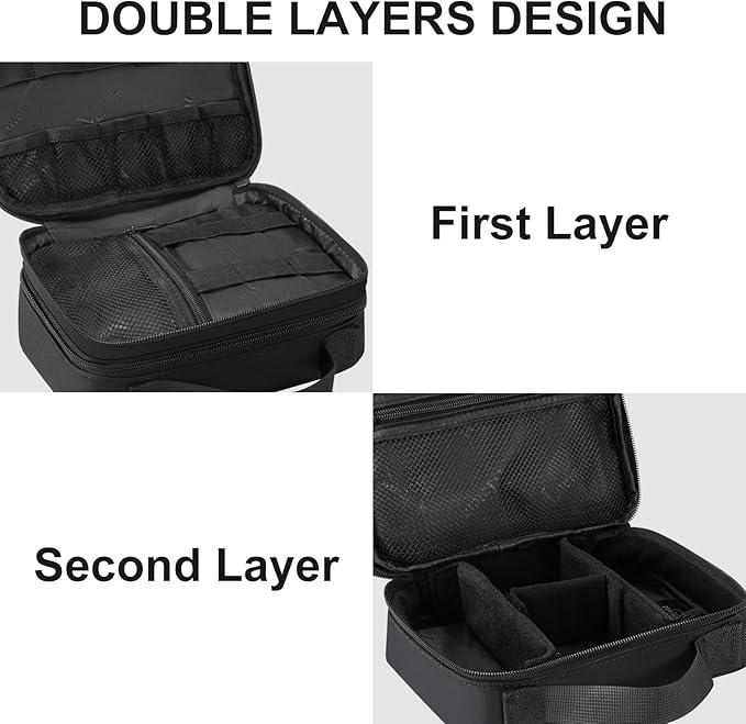 MATEIN Electronic Organizer Travel Case, Small Double Layers Cable Organizer for Travel Accessories, Water Resistant Portable Tech Case for Phone, Cords, Charger, Earphone, Tech Gifts, Black