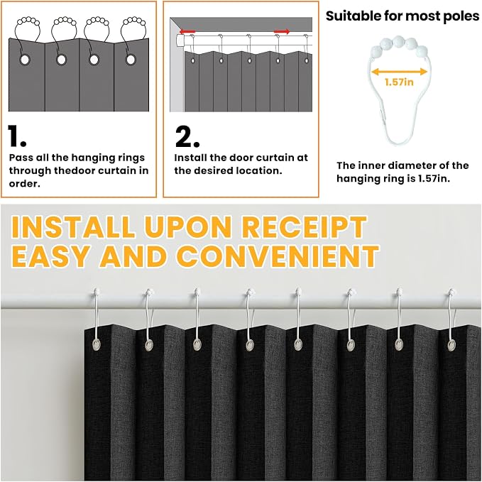 AJAZZ 100% Blackout Accordion Door Closet Curtain Door Curtain Invisible