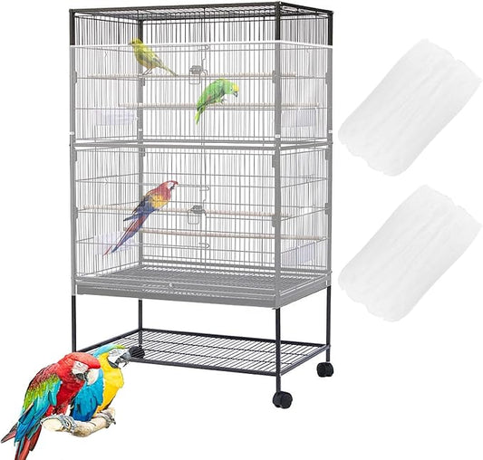 Bird Cage Seed Catcher,Large Birdcage Net Cover,Bird Cage Accessories for Parrot Parakeet Cockatiels Conures Macaw African Round Square Cages(118 * 31inch)