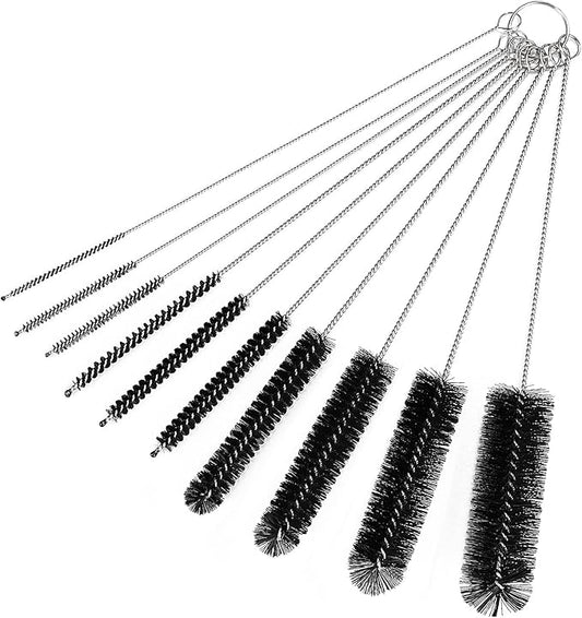 CiaraQ Bottle Cleaning Brushes, 9.8 Inch Nylon Tube Brush Set, Cleaner for Narrow Neck Bottles Cups with Hook, Set of 10pcs