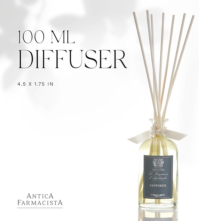 Antica Farmacista Home Ambiance Diffuser - Long-Lasting Reed Scent Diffuser - Luxury Room Freshener Gift - Santorini, 3.4 fl oz