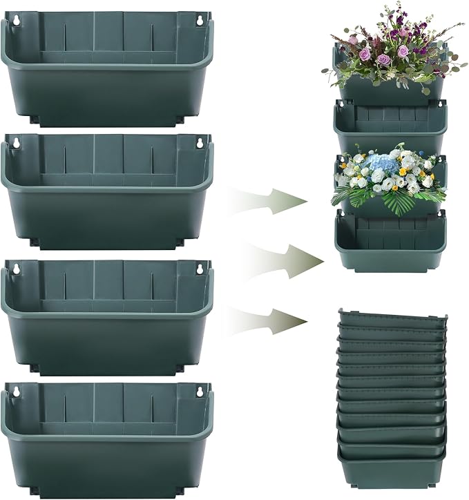 16 Pack Vertical Garden Planter, 13 inch Wall Mounted Planter