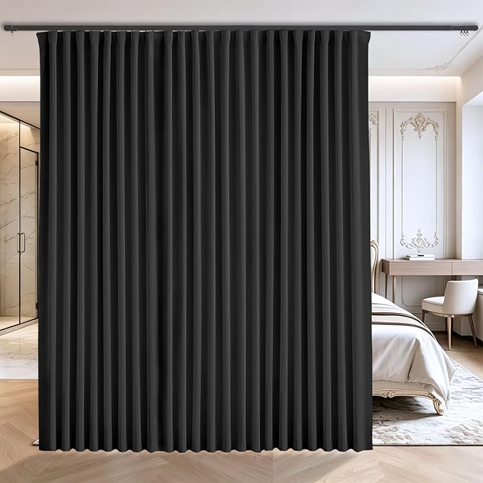 Room Divider Curtains for Ceiling Track System or Rod Blackout Privacy Floor to